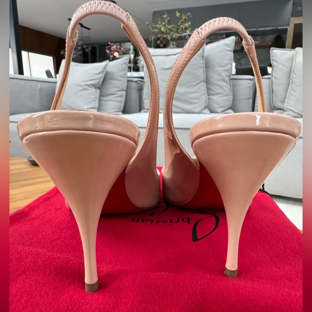 Christian Louboutin Clare Sling 80 Patent F401 Antoinette Slingback Heels - Picture 6 of 12